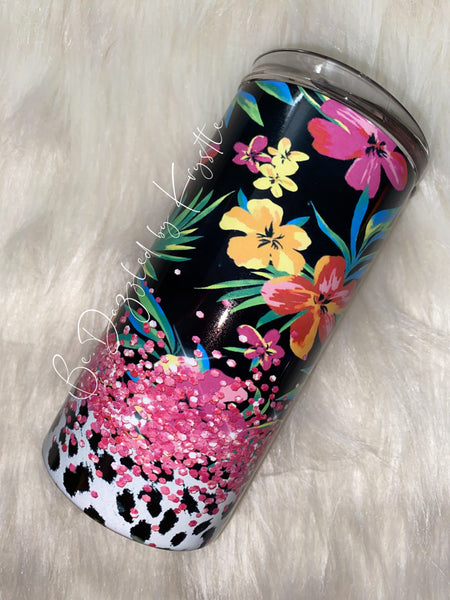 Floral/Cheetah Tumbler