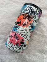 RTS Skull Watercolor Koozie (skinny cans)