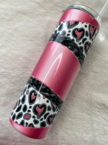 RTS 20oz Pink Heart Cheetah